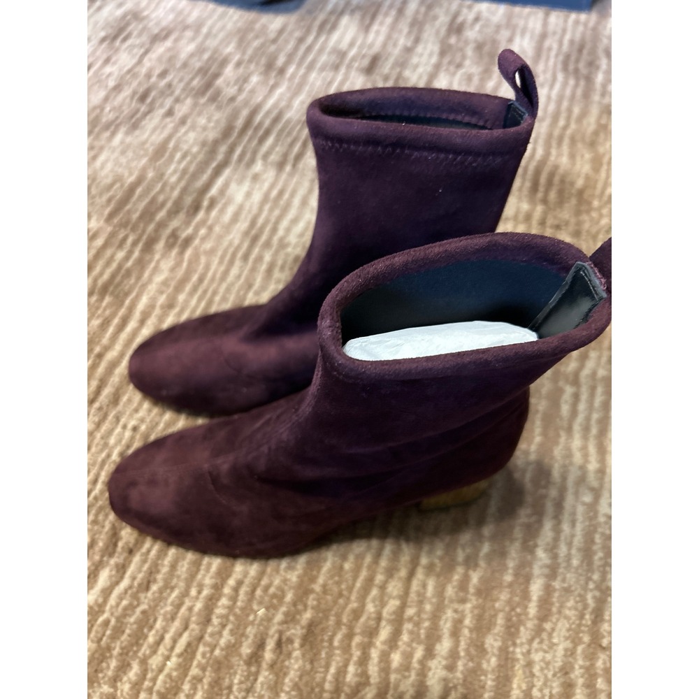 Michael Kors Porter Booties Stretch Merlot Gold Heel Ankle Boots 5.5 $195 NIB